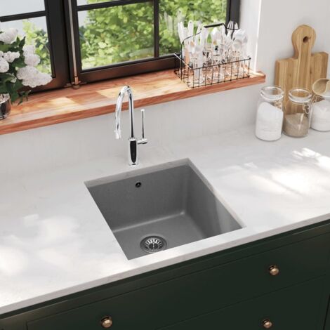 Granite Kitchen Sink Single Basin Grey vidaXL