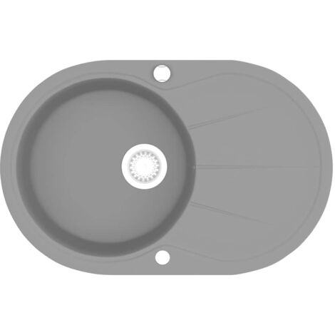 Granite Kitchen Sink Single Basin Oval Grey vidaXL
