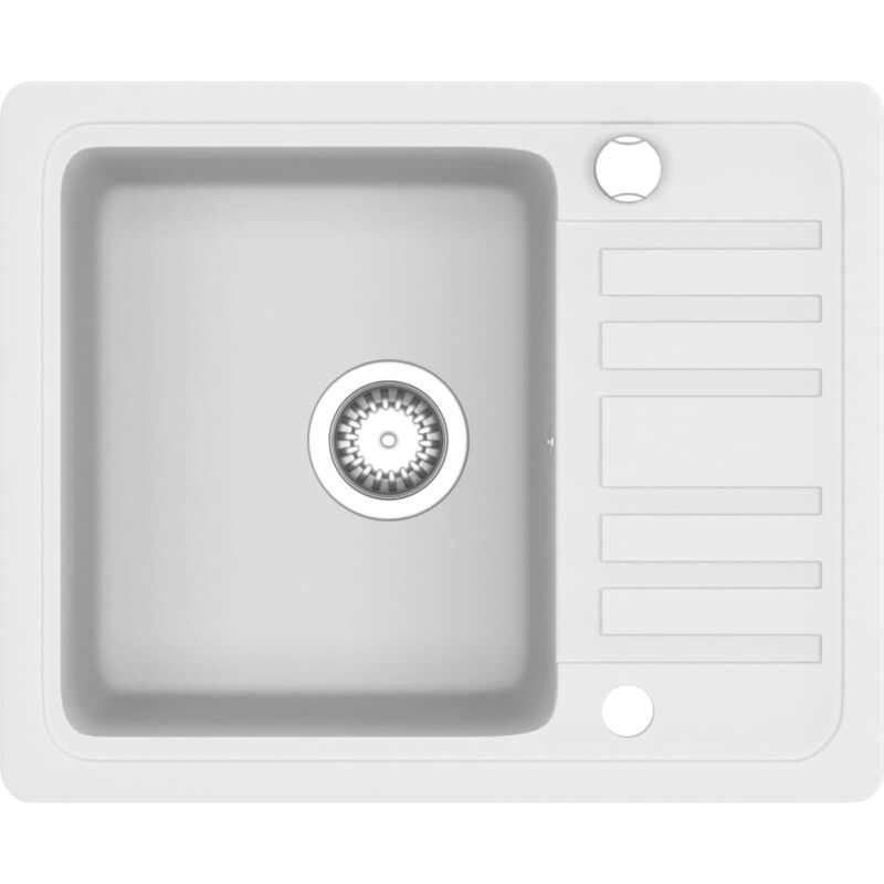 vidaXL Granite Kitchen Sink Single Basin White - White