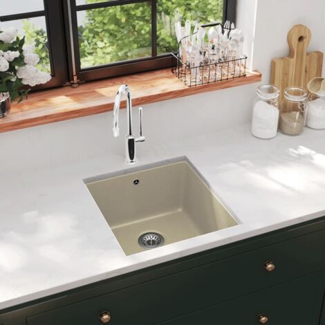 Granitspüle Einzelbecken Beige vidaXL