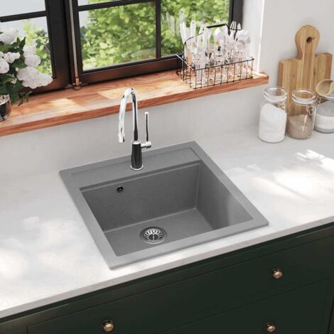 Granitspüle Einzelbecken Grau