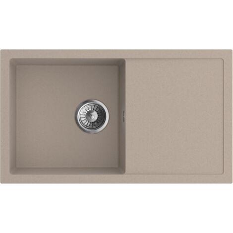 Granitspüle Spülbecken Küchenspüle Beige 76 x 44cm Aria 76 Einbauspüle Hochwertig Kratzfest und Elegant Platzsparender Siphon