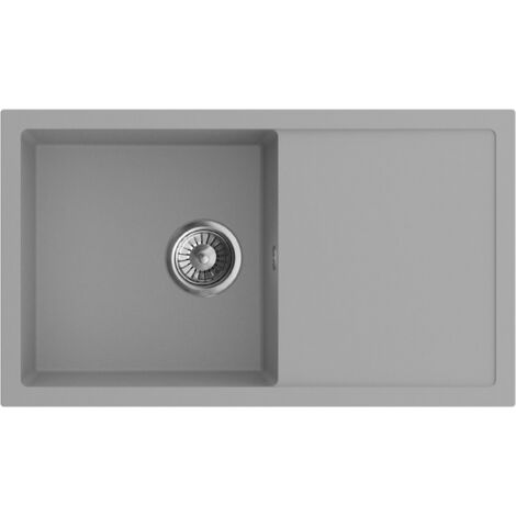 Granitspüle Spülbecken Küchenspüle Beton/Grau 76 x 44cm Aria 76 Einbauspüle Hochwertige Qualität Modernes Design inkl Siphon