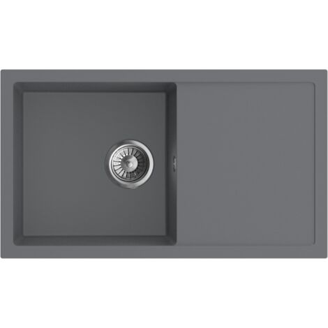Granitspüle Spülbecken Küchenspüle Moonlight Grey 76x44 cm Aria 76 Einbauspüle Hochwertig Kratzfest Elegantes Design inkl Siphon