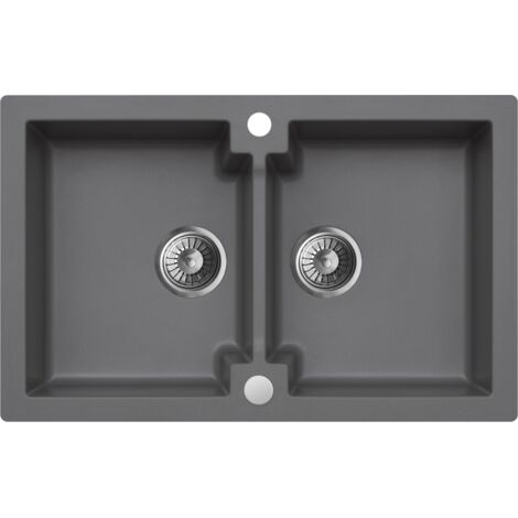 Granitspüle Spülbecken Küchenspüle Moonlight Grey 79x50 cm Mojito 160 Einbauspüle Hochwertig Kratzfest Modernes Design inkl Siphon