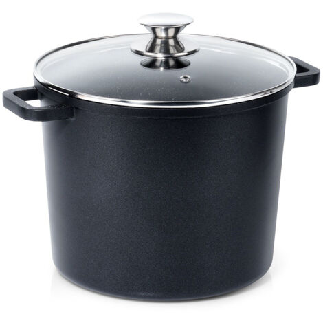 Granittopf mit Glasdeckel, hoch, GRANDE, 7,6 l