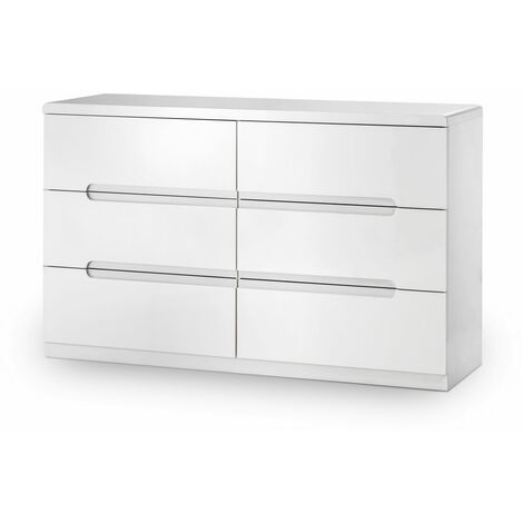 main image of "Grant White High Gloss 6 Drawer Wide Chest"