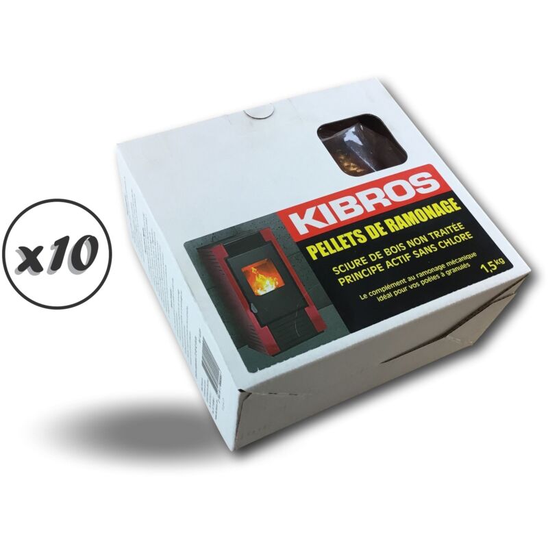 Kibros - Granulés de ramonage poêle pellet - Lot de 10 - Sachet de 1,5 kg