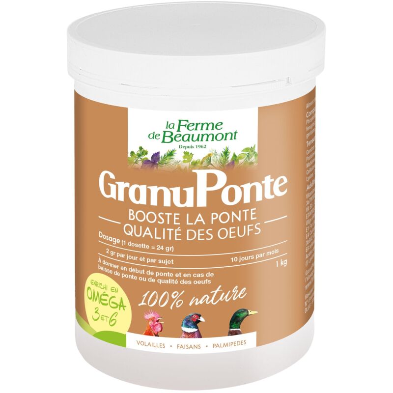 Ferme De Beaumont - GranuPonte 1 kg Ponte et qualité des oeufs - Oméga 3 et 6 volailles