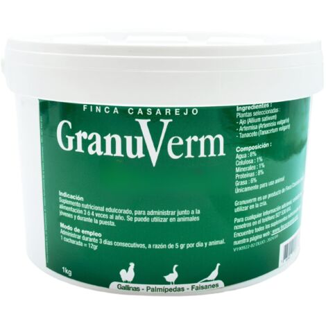 Granuverm Prevención De Vermes En Patos, Gallinas, Etc. Desparasitación Interna Producto Granulado 100% Natural 5 Kg