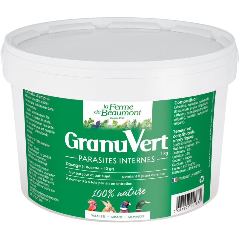 Ferme De Beaumont - GranuVert 1 kg Parasites internes en granulés volailles