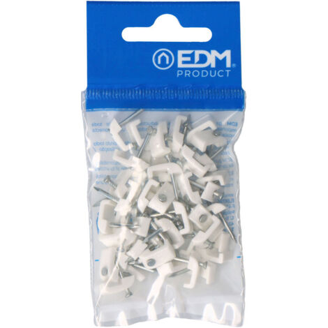 Grapa blanca para cable manguera plana 2x1mm n°03 (blister 50 unid.) edm