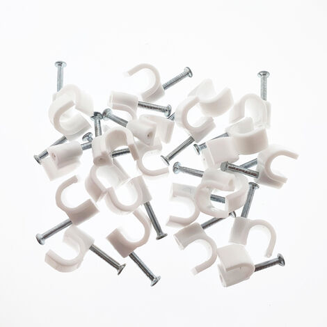 Abrazadera de Clavo para Cable Plano 7x4 mm Paquete de 25 Unidades Blanco BeMatik