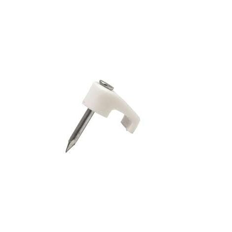 Grapa con clavo Cable Plano Medida mm:9,3 x 5,0 Modelo:Plano Color: Blanco Caja de 100 unidades
