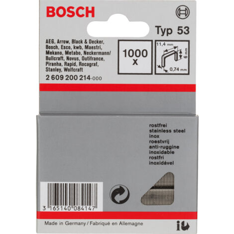 Grapa de alambre fino tipo 53 inoxidable Modelo 53  BOSCH 2609200214