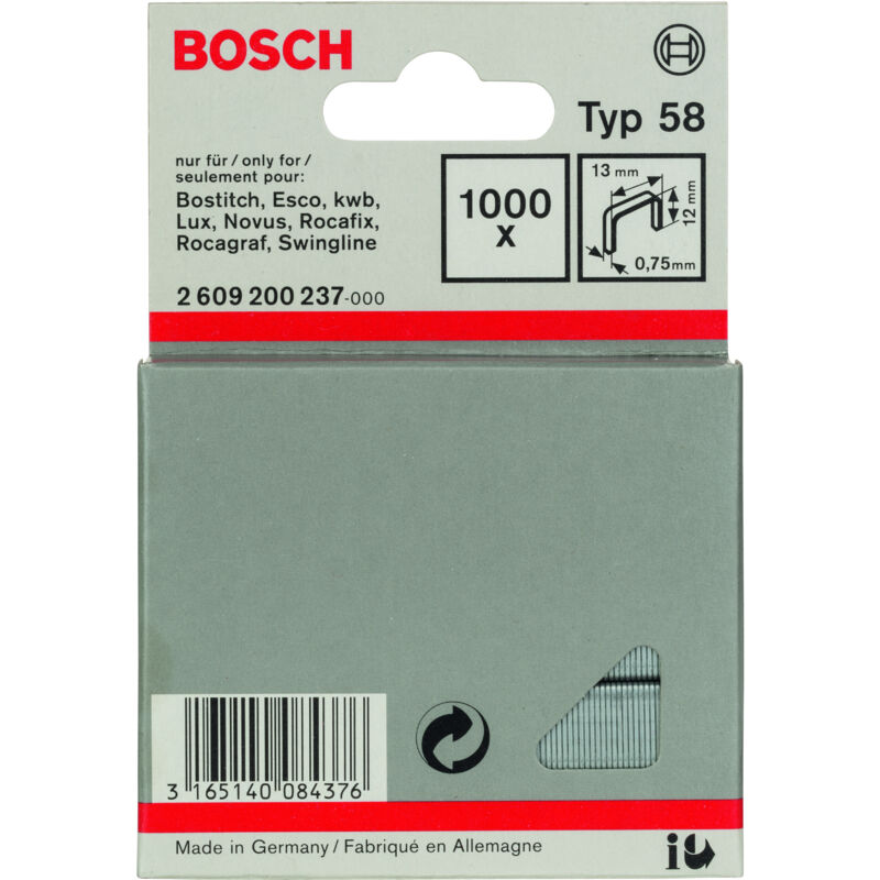 

BOSCH 2609200237 Grapa tipo 58: 13x0,75x12mm: 1.000uds