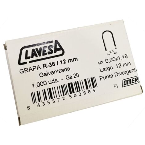 Grapa Grapad.Cable 12Mm Pla 36U Clavesa 1.000 Pz