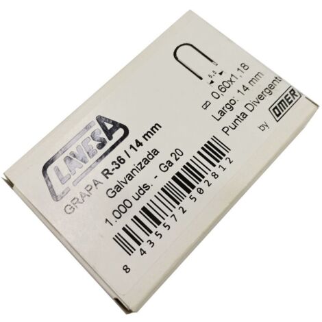 Grapa grapad.cable 14mm pla 36u clavesa 1.000 pz