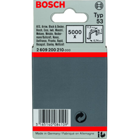 Grapa tipo 53: 114x074x8mm: 5.000uds  BOSCH 2609200210