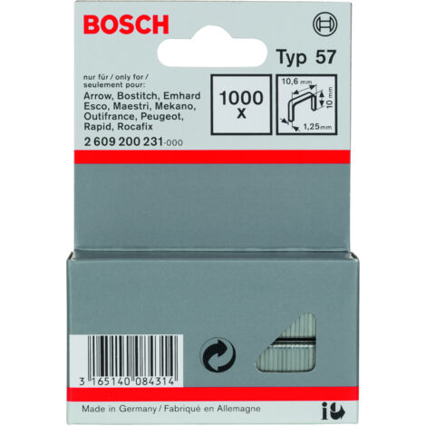 Grapa tipo 57: 106x125x 10mm: 1.000uds  BOSCH 2609200231