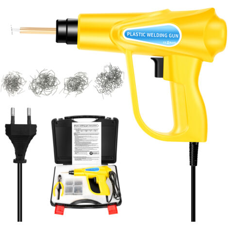 Grapadora térmica de 70 W, kit de reparación de parachoques de coche, alicates de soldadura de plástico, 4 tipos de grapas: planas, angulares, externas, internas y corrugadas.