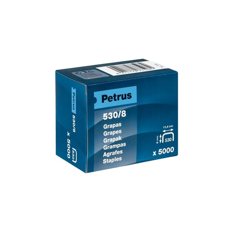 Petrus 77508 - Scatola 5000 pz. graffe ramate modello 530/8 mm