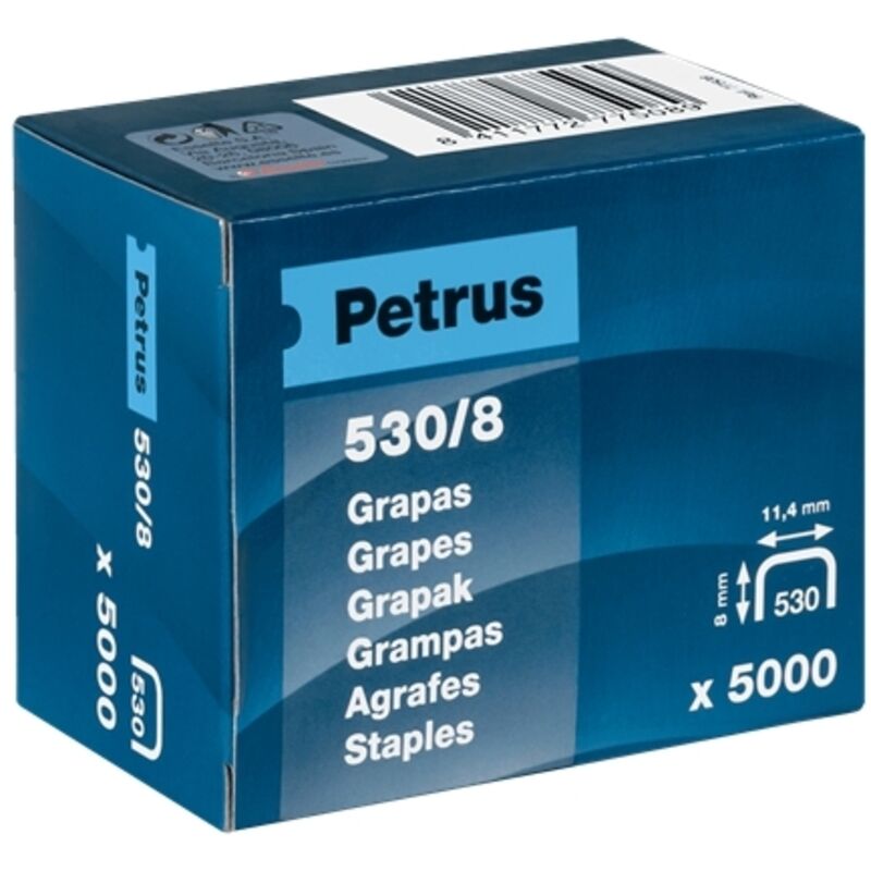 Petrus 77508 - Scatola 5000 pz. graffe ramate modello 530/8 mm