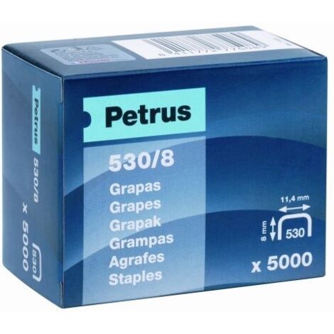 Grapas Cobreadas Petrus 530 8mmPack de 50008mm Pack de 5000