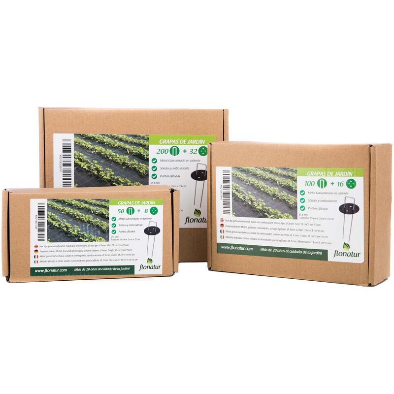 

Grapas de fijación con arandelas para césped artificial. . (25 piquetas + 4 arandelas) - Flonatur