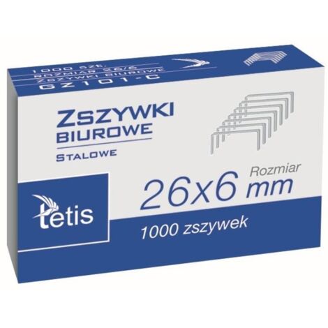 Grapas de oficina Tetis 26/6 - 1000 uds - acero inoxidable