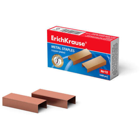 Grapas marca ERICHKRAUSE modelo Erichkrause Grapas de Cobre 10-1000 Grapas - Alta Resistencia y Facil Engrapado - Resistente a La Corrosion - Color Cobre