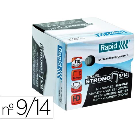 Grapas rapid super strong galvanizadas nº9/14 caja de 5000 unidades