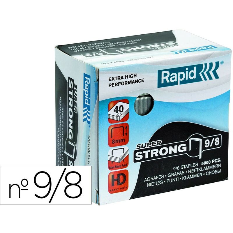 

Grapas rapid super strong galvanizadas nº9/8 caja de 5000 unidades