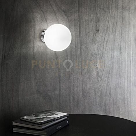 GRAPE Applique in cromo lucido con vetro bianco 1 luce attacco E27 diametro 20cm