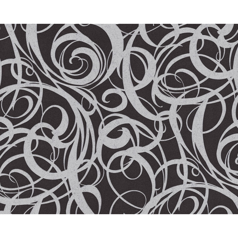 Edem - Graphic wallpaper wall 81136BR29 hot embossed non-woven wallpaper with abstract pattern and metallic highlights anthracite black silver 10.65