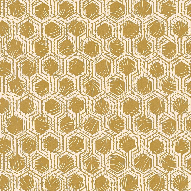 Profhome - Graphic Wallpaper Wall 333273 Non-woven Wallpaper Smooth With Graphical Pattern Matt Gold Beige 5.33 M2 (57 Ft2)