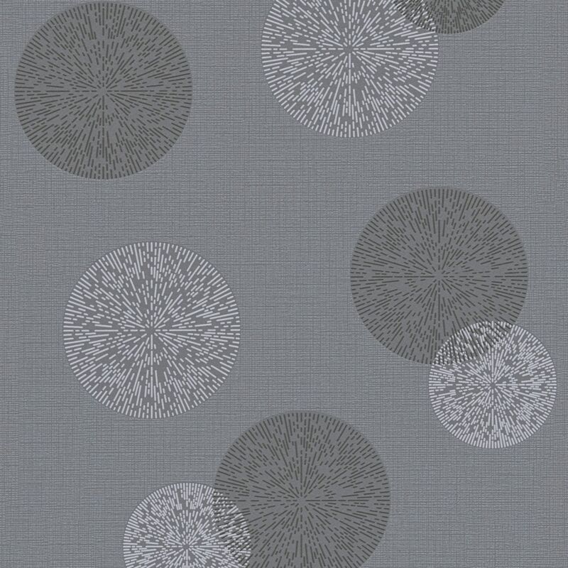 Profhome - Graphic Wallpaper Wall 347713 Non-woven Wallpaper Slightly Textured With Graphical Pattern Matt Grey 5.33 M2 (57 Ft2)