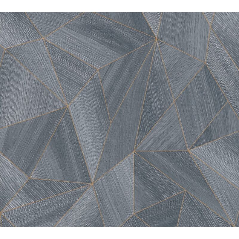 Profhome - Graphic Wallpaper Wall 361333 Non-woven Wallpaper Smooth With Geometric Shapes Matt Grey Black 5.33 M2 (57 Ft2)