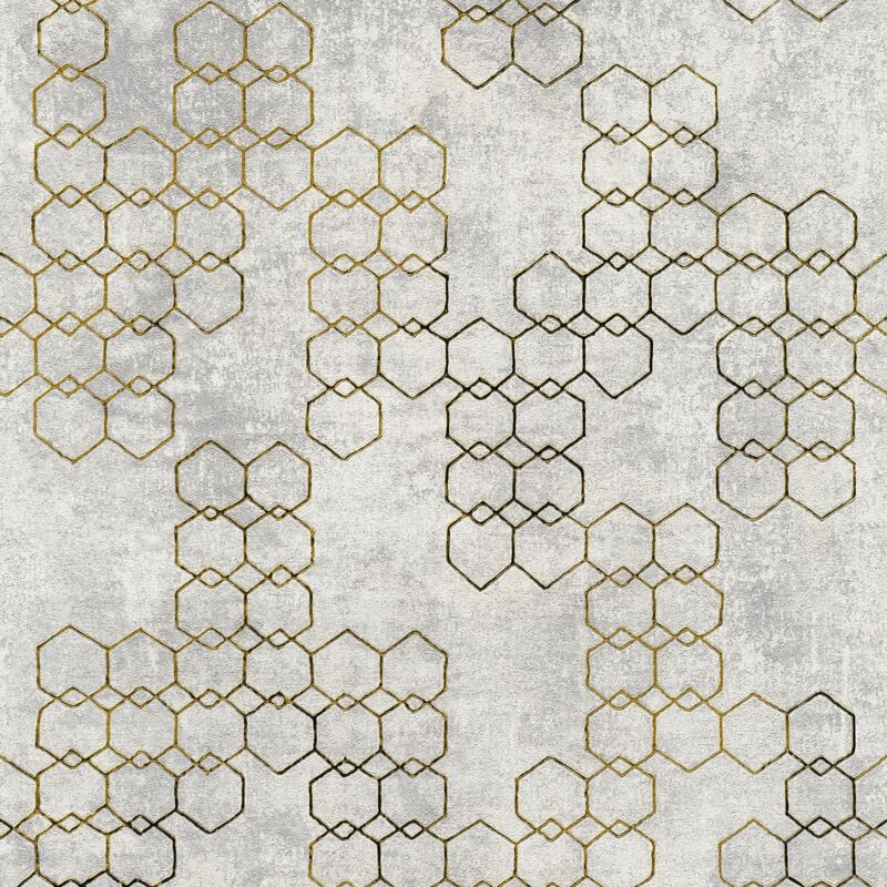 Graphic wallpaper wall Profhome 374244 non-woven wallpaper slightly textured design shiny grey gold 5.33 m2 (57 ft2) - grey