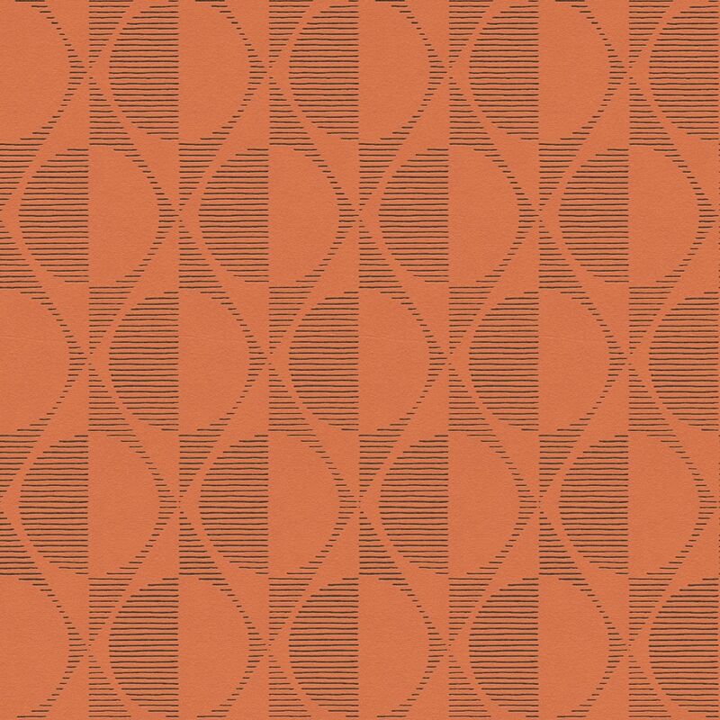 Graphic wallpaper wall Profhome 374784 non-woven wallpaper slightly textured with geometric shapes shiny orange black 5.33 m2 (57 ft2) - orange