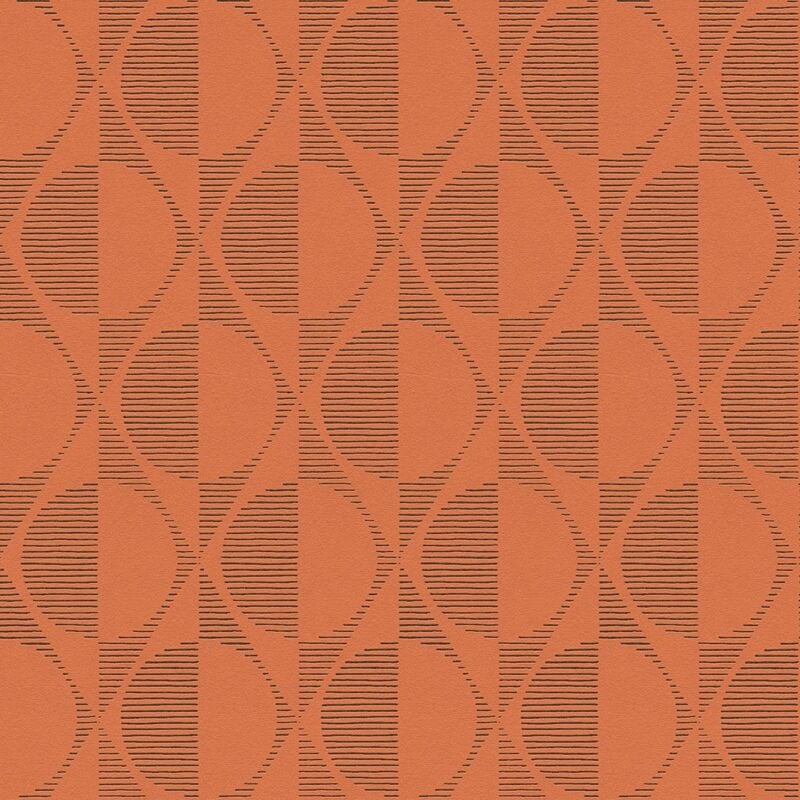 Graphic wallpaper wall Profhome 374784 non-woven wallpaper slightly textured with geometric shapes shiny orange black 5.33 m2 (57 ft2) - orange