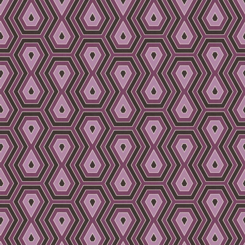 Profhome - Graphic Wallpaper Wall 377073 Non-woven Wallpaper Smooth With Geometric Shapes Matt Purple Black 5.33 M2 (57 Ft2)