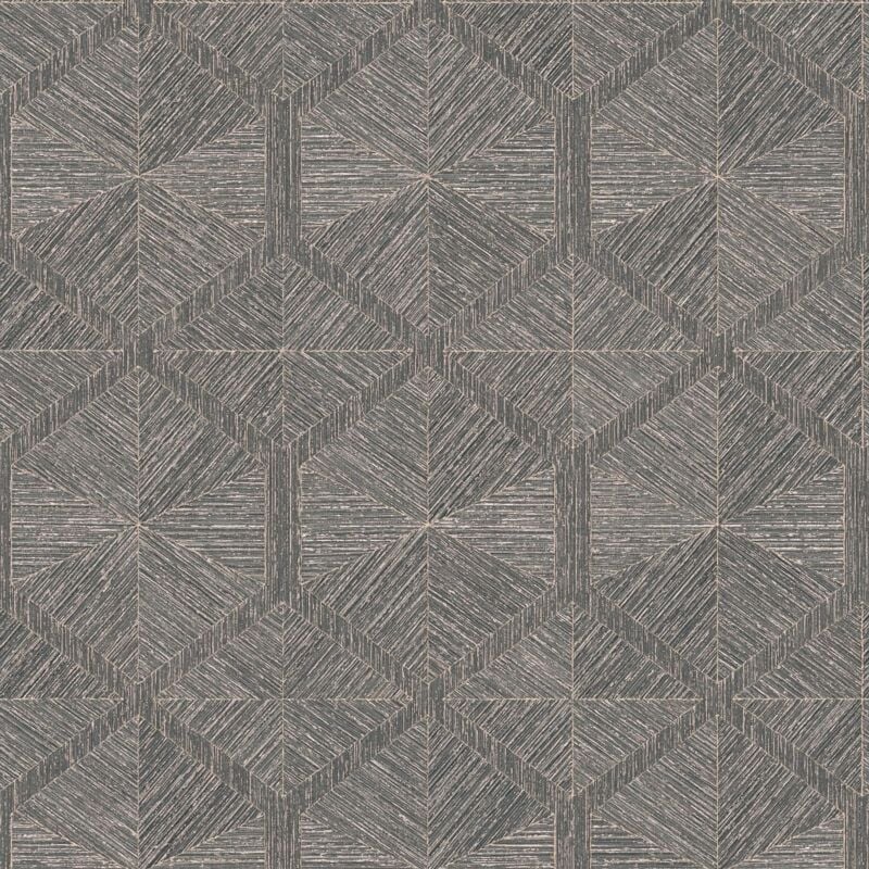 Graphic wallpaper wall Profhome 386902 hot embossed non-woven wallpaper textured with geometric shapes shiny brown copper 5.33 m2 (57 ft2)