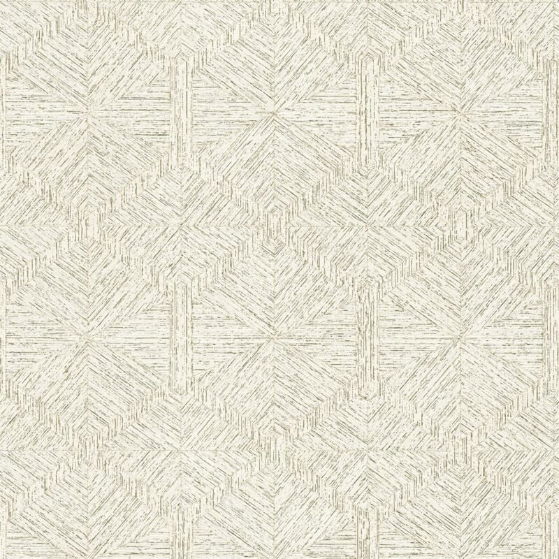 Graphic wallpaper wall Profhome 386903 hot embossed non-woven wallpaper textured with geometric shapes shiny ivory oyster white gold 5.33 m2 (57 ft2)