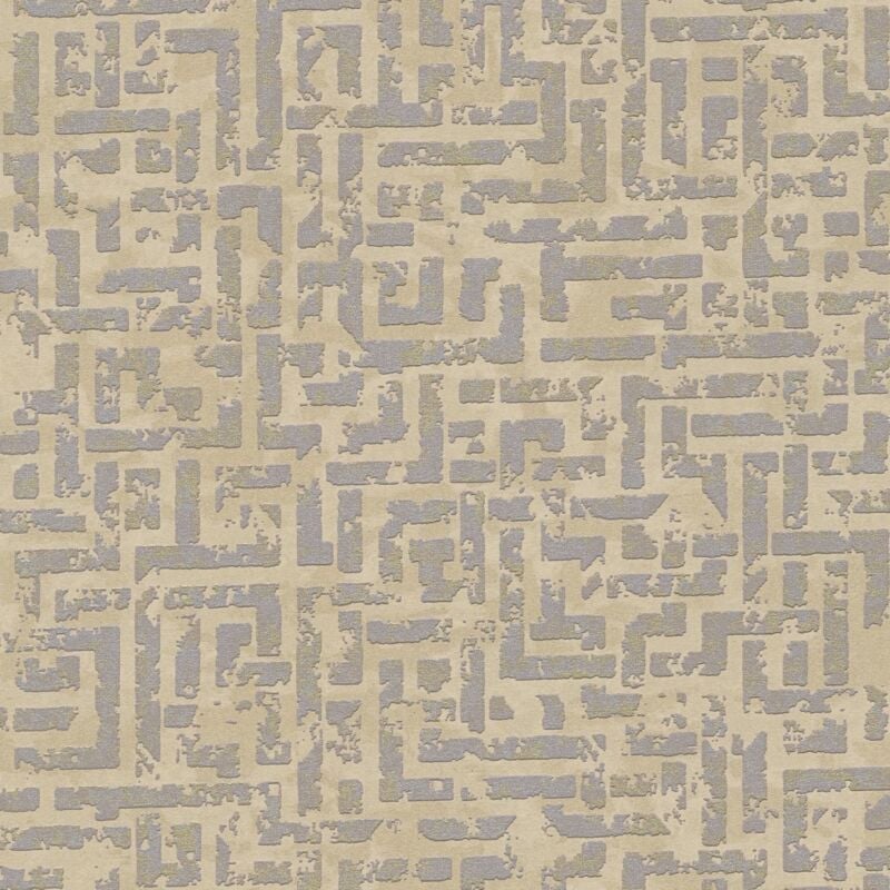 Graphic wallpaper wall Profhome 386952 non-woven wallpaper textured with geometric shapes glittering brown silver beige gold 5.33 m2 (57 ft2)