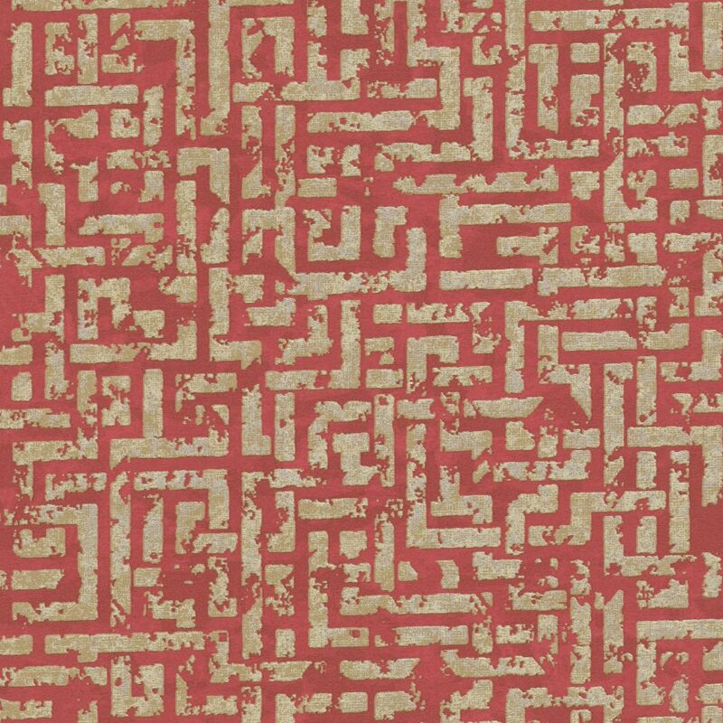 Graphic wallpaper wall Profhome 386954 non-woven wallpaper textured with geometric shapes glittering red gold silver 5.33 m2 (57 ft2)