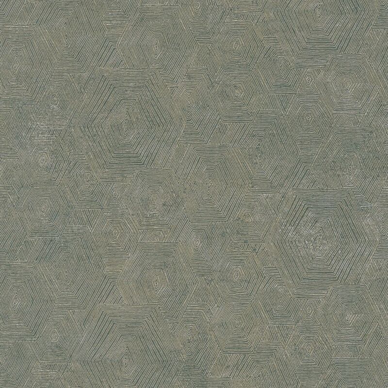 Graphic wallpaper wall Profhome 386984 non-woven wallpaper slightly textured with graphical pattern shiny green gold platinum 5.33 m2 (57 ft2)