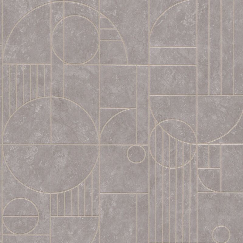 Graphic wallpaper wall Profhome 386991 non-woven wallpaper slightly textured with geometric shapes shiny grey pastel violet copper gold 5.33 m2 (57