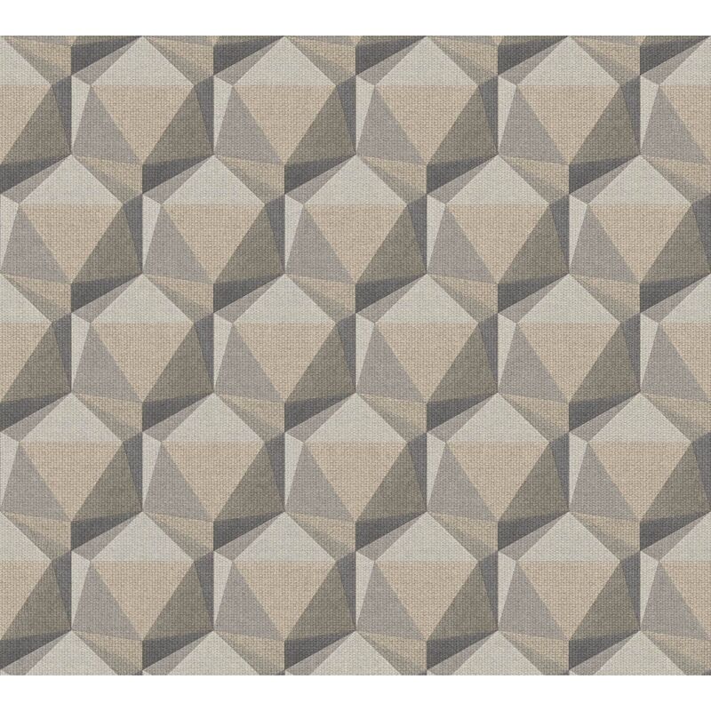 Graphic wallpaper wall Profhome 387481 hot embossed non-woven wallpaper slightly textured with geometric shapes matt beige grey taupe anthracite 5.33