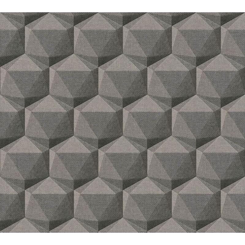 Graphic wallpaper wall Profhome 387482 hot embossed non-woven wallpaper slightly textured with geometric shapes matt grey anthracite black 5.33 m2